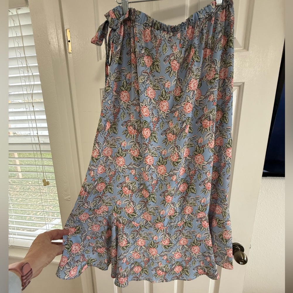 NWT Max Studio Blue and Pink Floral Wrap Skirt Size 12